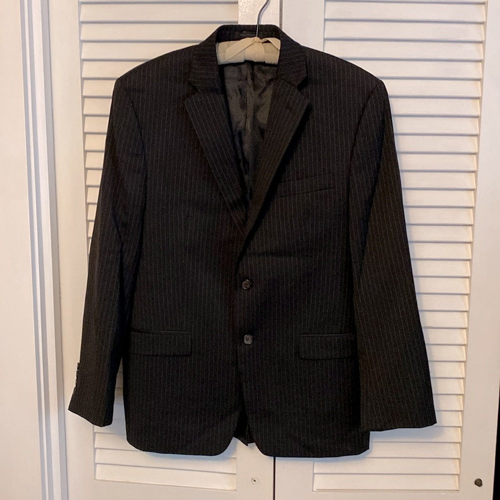 Lauren Ralph Lauren Charcoal Pinstripe Men's Suit Jacket - Picture 2 of 4